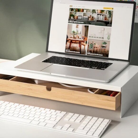 Ikea‎ ELLOVEN Monitor Stand with Drawer Steel/Bamboo White 504.747.70 - Picture 10 of 10